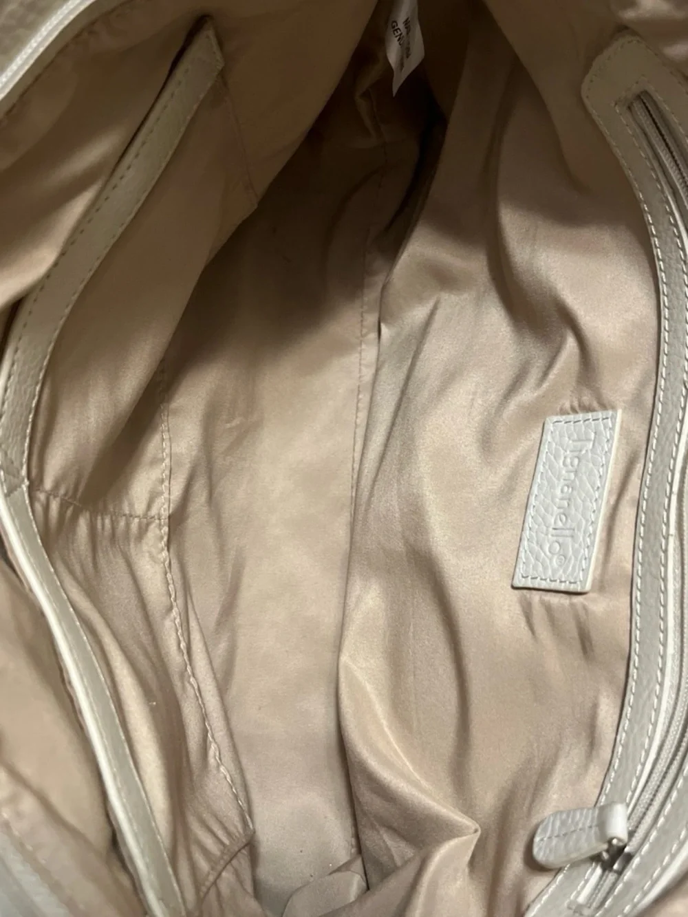 Tignanello Classic Cream Leather Handbag with buckles